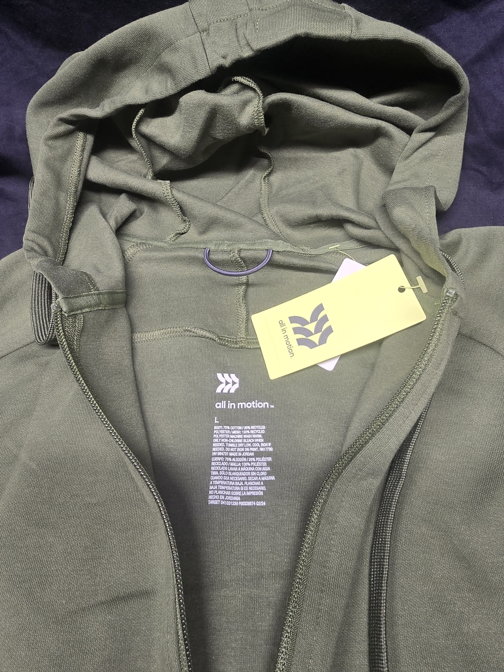 All in Motion Men's Siro Ponte Full Zip Hoodie Green Large L NWT Zipper Pockets - Picture 4 of 4